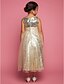お買い得  子供用ドレス-プリンセス セミロング丈 フラワーガールドレス かわいいウエディング ドレス チュール ととも​​に フリル フィット 3-16 歳