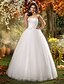 cheap Wedding Dresses-Ball Gown Wedding Dresses Strapless Floor Length Tulle Strapless with Beading Flower Side-Draped 2020