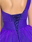 cheap Special Occasion Dresses-A-Line One Shoulder Short / Mini Tulle Homecoming / Prom Dress with Crystals / Ruched by TS Couture®