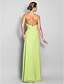 cheap Special Occasion Dresses-Sheath / Column Open Back Dress Prom Formal Evening Floor Length Sleeveless High Neck Chiffon with Draping Split Front Cascading Ruffles 2024