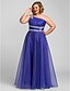 cheap Special Occasion Dresses-Plus Size A-Line One Shoulder Floor Length Organza Prom / Formal Evening Dress with Crystals / Ruched by TS Couture®