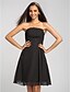 cheap Bridesmaid Dresses-A-Line Strapless Knee Length Chiffon Bridesmaid Dress with Appliques / Draping by LAN TING BRIDE®