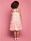 cheap Flower Girl Dresses-Sheath / Column Tea Length Flower Girl Dress - Tulle Sleeveless Jewel Neck with Ruffles / Pleats by LAN TING BRIDE®