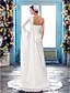 cheap Wedding Dresses-Beach Sheath / Column Wedding Dresses Sweep / Brush Train Country Regular Straps One Shoulder Chiffon With Beading Lace Insert 2023 Summer Bridal Gowns