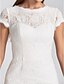 cheap Special Occasion Dresses-Sheath / Column Holiday Cocktail Party Dress Scalloped Neckline Short Sleeve Knee Length Lace with Lace Pleats 2022