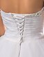 Χαμηλού Κόστους Νυφικά Φορέματα-Βραδινή τουαλέτα Φορεματα για γαμο Στράπλες Μακρύ Τούλι Στράπλες με Χάντρες Λουλούδι Πλαϊνό Ντραπέ 2020