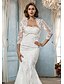 cheap Wedding Dresses-Mermaid / Trumpet Scalloped-Edge Court Train Tulle Made-To-Measure Wedding Dresses with Beading / Appliques by LAN TING BRIDE® / Yes