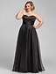 cheap Plus Size Dresses-A-Line Black Dress Prom Formal Evening Floor Length Sleeveless Sweetheart Organza with Ruched Beading 2024