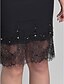 cheap Mother of the Bride Dresses-Sheath / Column Mother of the Bride Dress Black Dress Jewel Neck Knee Length Chiffon Tulle Sleeveless with Ruched Beading Appliques 2024