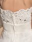 cheap Wedding Dresses-Sheath / Column Strapless Knee Length Lace / Organza Made-To-Measure Wedding Dresses with Beading / Appliques / Sash / Ribbon by LAN TING BRIDE®