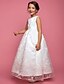cheap Flower Girl Dresses-A-Line / Princess Floor Length Flower Girl Dress - Lace Sleeveless Jewel Neck with Sash / Ribbon by LAN TING BRIDE®