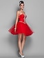 cheap Special Occasion Dresses-Ball Gown Open Back Cute Holiday Homecoming Cocktail Party Dress Sweetheart Neckline Sleeveless Short / Mini Organza Tulle with Beading Appliques 2021