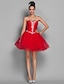 cheap Special Occasion Dresses-Ball Gown Open Back Cute Holiday Homecoming Cocktail Party Dress Sweetheart Neckline Sleeveless Short / Mini Organza Tulle with Beading Appliques 2021