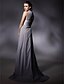billige Kjoler for spesielle anledninger-Sheath / Column Elegant Dress Formal Evening Sweep / Brush Train Sleeveless Jewel Neck Chiffon with Sash / Ribbon 2024