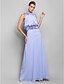cheap Evening Dresses-Sheath / Column Elegant Pastel Colors Holiday Cocktail Party Prom Dress High Neck Sleeveless Floor Length Chiffon with Draping Flower 2020 / Formal Evening