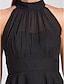 cheap Cocktail Dresses-A-Line Little Black Dress Homecoming Cocktail Party Dress Halter Neck Sleeveless Knee Length Chiffon with Pleats 2022