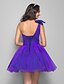 cheap Special Occasion Dresses-A-Line One Shoulder Short / Mini Tulle Homecoming / Prom Dress with Crystals / Ruched by TS Couture®