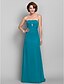 cheap Mother of the Bride Dresses-Sheath / Column Strapless Floor Length Chiffon Mother of the Bride Dress with Crystal Brooch / Ruched by LAN TING BRIDE®