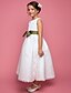 cheap Flower Girl Dresses-A-Line / Princess Ankle Length Flower Girl Dress - Lace Sleeveless Scoop Neck with Bow(s) / Crystals / Sash / Ribbon by LAN TING BRIDE®