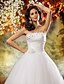 cheap Wedding Dresses-Ball Gown Wedding Dresses Strapless Floor Length Tulle Strapless with Beading Flower Side-Draped 2020