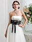 cheap Wedding Dresses-A-Line Strapless Ankle Length Satin / Tulle Made-To-Measure Wedding Dresses with Bowknot / Beading / Appliques by LAN TING BRIDE®