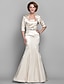 cheap Mother of the Bride Dresses-Mermaid / Trumpet Mother of the Bride Dress Two Piece Strapless Floor Length Stretch Satin 3/4 Length Sleeve with Crystals 2022