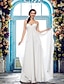 cheap Wedding Dresses-Sheath / Column Wedding Dresses Sweetheart Neckline Floor Length Chiffon Spaghetti Strap Simple Sparkle &amp; Shine with Beading Side-Draped 2021