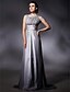 cheap Special Occasion Dresses-Sheath / Column Elegant Dress Formal Evening Sweep / Brush Train Sleeveless Jewel Neck Chiffon with Sash / Ribbon 2024
