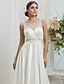cheap Wedding Dresses-Wedding Dresses Sweep / Brush Train A-Line Sleeveless Scoop Neck Charmeuse With 2023 Spring Bridal Gowns