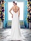 cheap Wedding Dresses-Sheath / Column Spaghetti Strap Sweep / Brush Train Chiffon Made-To-Measure Wedding Dresses with Beading / Appliques by LAN TING BRIDE® / Removable train