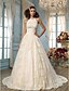 cheap Wedding Dresses-A-Line Halter Neck Sweep / Brush Train Tulle Made-To-Measure Wedding Dresses with Beading / Appliques by LAN TING BRIDE®