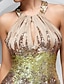 cheap Cocktail Dresses-Ball Gown Beautiful Back Sparkle &amp; Shine Homecoming Cocktail Party Dress Halter Neck Jewel Neck Sleeveless Short / Mini Chiffon Sequined with Feathers / Fur Sequin 2020