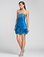 Χαμηλού Κόστους Κοκτέιλ Φορέματα-Ίσια Γραμμή Κοκτέιλ Πάρτι Χοροεσπερίδα Φόρεμα Στράπλες Αμάνικο Κοντό / Μίνι Ταφτάς με Πιασίματα Χάντρες Λουλούδι 2020