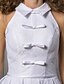 billiga Brudklänningar-A-linje / Prinsessa Hög hals Knälång Spets Bröllopsklänningar tillverkade med Rosett / Draperad / Bälte / band av LAN TING BRIDE®