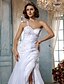 cheap Wedding Dresses-Mermaid / Trumpet Wedding Dresses One Shoulder Sweep / Brush Train Organza Sleeveless with Beading Split Button 2020