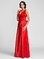 cheap Special Occasion Dresses-Sheath / Column Open Back Dress Prom Formal Evening Floor Length Sleeveless Straps Lace with Beading Side Draping 2024