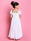 cheap Flower Girl Dresses-Sheath / Column Ankle Length Chiffon Short Sleeve Square Neck with Bow(s) / Draping