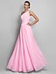 cheap Plesové šaty-Sheath / Column Elegant Dress Prom Floor Length Sleeveless One Shoulder Chiffon Backless with Ruched Beading 2022 / Open Back