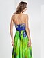 voordelige Avondjurken-Baljurk Bloemen Schoolfeest Formele avonden Militair gala Jurk Strapless Sweetheart Mouwloos Tot de grond Stretchsatijn met Ruches Kristaldetails Kralen 2020 / Patroon / Print