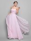 Χαμηλού Κόστους Βραδινά Φορέματα-Γραμμή Α Αμπίρ Ροζ Γάμος Guest Επίσημο Βραδινό Φόρεμα Καρδιά Αμάνικο Μακρύ Ζορζέτα με Χάντρες Πούλιες Overskirt 2020