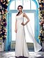 cheap Wedding Dresses-Beach Sheath / Column Wedding Dresses Sweep / Brush Train Country Regular Straps One Shoulder Chiffon With Beading Lace Insert 2023 Summer Bridal Gowns