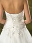 baratos Loja de Casamentos-De Baile Vestidos de noiva Decote Princesa Cauda Corte Tule Sem Alças Renda Floral com Apliques Cruzado 2022