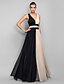 cheap Special Occasion Dresses-A-Line Plunging Neck Floor Length Chiffon Dress with Ruched by TS Couture®