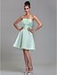 cheap Bridesmaid Dresses-A-Line Strapless Knee Length Satin Bridesmaid Dress with Draping Ruched by LAN TING BRIDE®