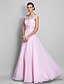 cheap Prom Dresses-A-Line Empire Dress Wedding Guest Formal Evening Floor Length Short Sleeve Illusion Neck Chiffon Backless with Crystals Beading 2024