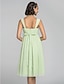 cheap Bridesmaid Dresses-A-Line Straps Knee Length Chiffon Bridesmaid Dress with Draping / Sash / Ribbon / Flower by LAN TING BRIDE®