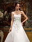 cheap Wedding Dresses-A-Line Sweetheart Neckline Cathedral Train Lace Over Satin Made-To-Measure Wedding Dresses with Beading / Appliques / Sash / Ribbon by LAN TING BRIDE®