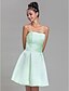 cheap Bridesmaid Dresses-A-Line Strapless Knee Length Satin Bridesmaid Dress with Draping Ruched by LAN TING BRIDE®