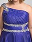 cheap Special Occasion Dresses-Plus Size A-Line One Shoulder Floor Length Organza Prom / Formal Evening Dress with Crystals / Ruched by TS Couture®