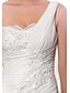 cheap Wedding Dresses-Beach Sheath / Column Wedding Dresses Sweep / Brush Train Country Regular Straps One Shoulder Chiffon With Beading Lace Insert 2023 Summer Bridal Gowns